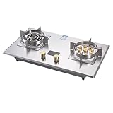 Doppel-Gasherd aus Edelstahl | Tisch- und Einbau-Kochplatte mit einstellbarer...