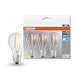 Osram LED BASE Classic A75, klare Filament LED-Lampen aus Glas für E27 Sockel,...