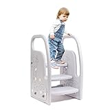Leogreen Kinder Tritthocker, 3 Stufiger Trittschemel, Höhenverstellbar, mit...