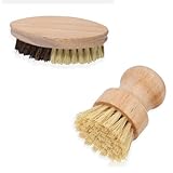 Gemüsebürste Holz, 2 Stück Pilzbürste Handflächenbürste aus Buchenholz,...