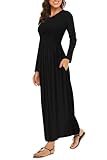BDTECAOR Kleid Damen Elegant Lang Kleid Langarm Festliche Maxikleider Mit...