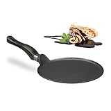 Relaxdays Crêpespfanne Aluguss 25 cm, antihaftbeschichtete Gusspfanne für Crêpes,...