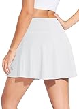 BALEAF Rock Damen Rock mit Hose drunter Tennisrock Tasche Skort high Waist Weiß M
