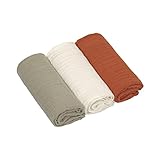 LÄSSIG Baby Puckdecke Spuckdecke Pucktuch Mulltuch 3er Set Baumwolle 60 x 60 cm/Swaddle &...