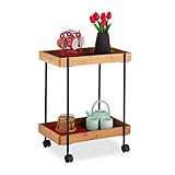 Relaxdays Servierwagen, Teewagen mit 2 Etagen, & Eisen, Beistelltisch mit Rollen, 57 x 46...