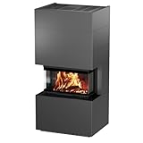 H&M Ready UH 700/250 Style Stahl Titan lackiert 3-Seitiger Kaminbausatz abnehmbare...