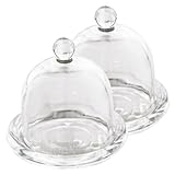 SAFIGLE 2 Stück Transparenter Glas Kuchenplatte mit Domdeckel Staubschutz Eleganter...