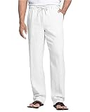 NANAMEEI Leinenhose Herren mit Kordelzug Leicht Sommerhose Alltag Yogahose...