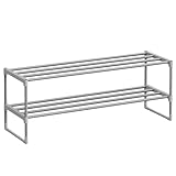 SONGMICS Schuhregal 2 Ebenen, Schuhständer Metall, Schuhaufbewahrung,...