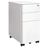 SONGMICS Rollcontainer, Aktenschrank, Büroschrank mit Rollen, Schreibtisch,...
