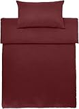 Amazon Basics Mikrofaser-Bettwäsche-Set, Weinrot, 135 cm x 200 cm / 50 cm x 80...