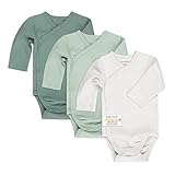 LaLoona Wickelbody Langarm 3er Pack - Baby Body Set aus Baumwolle, Langarmbody mit...