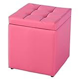 Quadratischer Sitzhocker aus Kunstleder, mit Scharnierdeckel, Sitz für Wohnzimmer und...