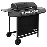 Home Furniture Gasgrill mit 6 Brennern, Schwarz