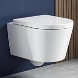Rainsworth Spülrandlos Wand-WC Tiefspül Toilette - Hänge Toiletten mit effizienter...