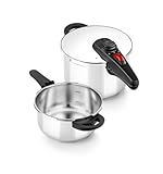 BRA Allure | Schnellkochtopf-Set 4+6 Liter, Edelstahl 18/10, mit 2...
