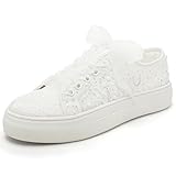 Elivandon 9996 Hochzeit Schuhe Spitze Braut Sneakers 3,7cm Plattform Braut Tennis Schuhe...