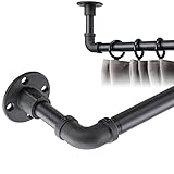 HARRMS Industrielle Gardinenstange Ausziehbar, 81-216cm, Verstellbare Vorhangstange...