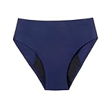 Damen Einfarbige Hoch Elastische Periodenunterwäsche Mitteltiefe Taille Auslaufsicher...