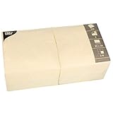 Servietten, 3-lagig 1/4-Falz 33 cm x 33 cm creme für jede Party und Feier....