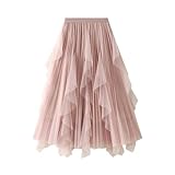 Tüllrock Damen Tutu Rock Midi Petticoat Hoch Taillierter A Linien Rockabilly Petticoat...