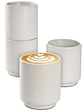 Cosumy Cappuccino Tassen Keramik Weiß 4er Set - Stapelbares Design -...