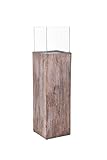 VIVANNO Windlichtsäule Windlicht Recycling Holz Candela Braun, 100x27x27 cm