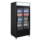 GastroHero Getränkekühlschrank Eco 630 mit Leuchtaufsatz & Schiebetüren, 8...