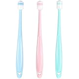 BOHUIZ 3-stück Katzen- und Hunde-Zahnbürste, 360 Grad Reinigung, Weiche Borsten, Pink,...