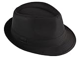 Strohhut Panama Fedora Trilby Gangster Hut Sonnenhut mit Stoffband Street Style, Schwarz,...