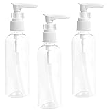 Xzeemo 3 Stück 100ml Pumpflasche Nachfüllbar, Transparente Reise Flaschen, Kunststoff...