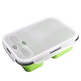Silikon-Lunchbox, Langlebige, Faltbare Lunchbox, 3-Fächer-Meal-Prep-Box, Dicht...