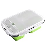 Silikon-Lunchbox, Langlebige, Faltbare Lunchbox, 3-Fächer-Meal-Prep-Box, Dicht...