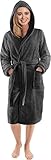 NY Threads Bademantel Damen Kapuze, Weicher Flauschig Fleece, Morgenmantel Damen...