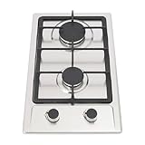 Gaskocher 2 Flammig, Einbau Gasherd Edelstahl Gas Kochfeld mit Druckminderventil und 1.5m...