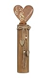 Windlichtsäule Herz aus Holz & Metall mit Echtrost, 44 cm hoch, Holzsäule, Dekosäule...