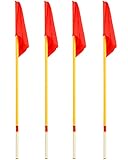 SPORTIKEL24 Eckfahnen mit Kippgelenk – 4 im Set – mit Bodenhülse – 160 cm...