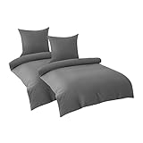 BEDSURE Bettwäsche 135x200 Baumwolle 4teilig - Bettwäsche-Sets Grau Warm Bettbezug 2er...
