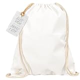 Baumwoll Turnbeutel 1 Stück 38 x 42 cm Sportbeutel Weiss - Rucksack Stofftasche Bag,...
