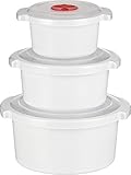 Kigima Mikrowellen Geschirr Set mit Dampfventil 0,5,L/1L/2L Rot/Weiß –...