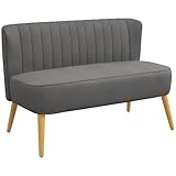 HOMCOM Sofa 2 Sitzer Couch, Kleine Loveseat mit Samt-Optik Modern Polstersofa...