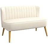 HOMCOM Sofa 2 Sitzer Couch, Kleine Loveseat mit Leinen-Optik Modern Polstersofa für...