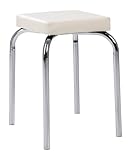 Home4You Sitzhocker - Stapelbar - Belastbar bis 90 kg - 36x47x36 cm - Weiß - Chromfarben...