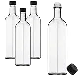 mikken 4x Ölflasche 500 ml mit Ausgiesser Glasflasche inkl. Beschriftungsetiketten