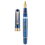 Asvine P20 Kolbenfüllhalter Galaxy Blue Resin, Iridium, mittlere Feder, goldfarbener...