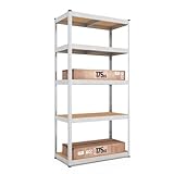 baudim - 180x70x30cm Schwerlastregal/Steckregal mit 5 Böden und 175kg...