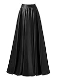 Diydress Damen Satin Ausgestellter Swing Maxirock Lang Bodenlang Hohe Taille Fomal Prom...