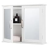 GOPLUS Spiegelschrank, Badschrank mit Doppelspiegeltür, Zwei Fächer, Metallscharniere,...
