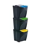 Mülleimer Abfalleimer Mülltrennsystem 75L - 3x25L Behälter Sorti Box Müllsortierer 3...