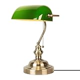 JCPYIUL Grün Glas Banker Schreibtischlampe, Traditionelle Europäische Klassische Bronze...